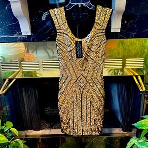 Gold sequined dress